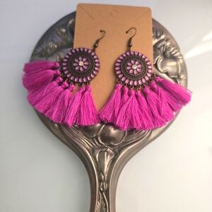 New boho tassel earrings Color:Pink
